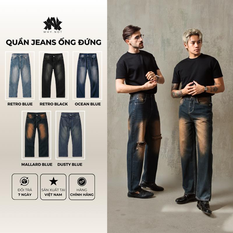 [WHY.NOT] Quần Jean Nam Ống Suông Wash 5 Màu Xanh, Đen Phong Cách Retro Menswear PantsJBGWTG Phiên bản cao cấp Version 2