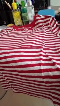 Product Review of kaos stretch leher kru bergaris merah from k**i 0