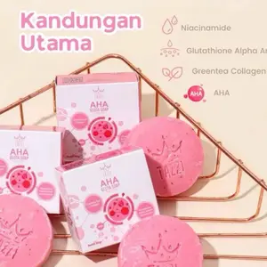 Sabun Tazzi AHA 3 pis Gluta Soap dengan Niacinamide Glutathione Alpha AHA Greentea Collagen Sabun Wajah dan Tubuh