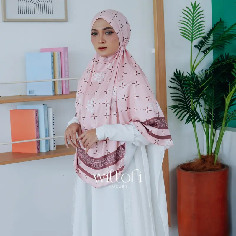 [Gratis Scrunchie & Baby Gold] Willofi - Hijab Instan Bergo Tali Non Pad Jumbo Motif Alamanda Khimar Simple Muslim Dewasa 7