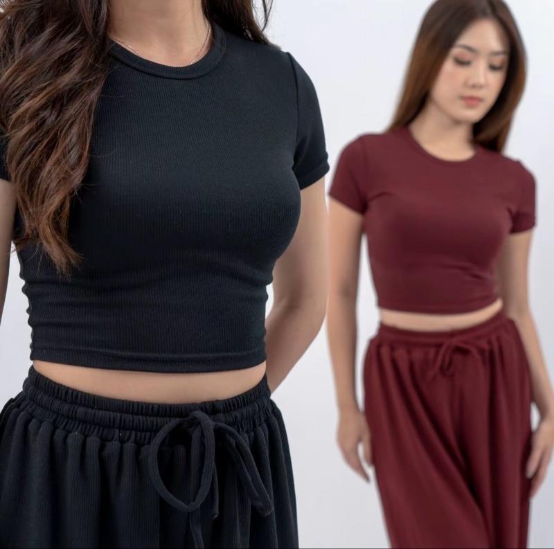 CROP TOP WANITA kaos Crop top- Atasan Crop Top Wanita Korea Style Simple Fit Body
