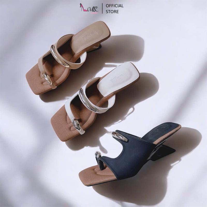  LOVIIECORNER - GUỐC NỮ THỜI TRANG MŨI VUÔNG PHONG CÁCH HIỆN ĐẠI - GUỐC CAO GÓT NỮ XỎ NGÓN ĐÍNH TAG KHOÉT EO CAO 5 PHÂN - D251106 