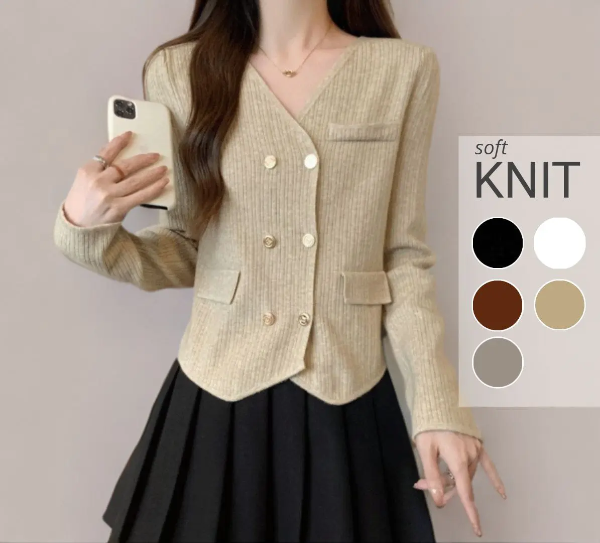 Sweater Cardigan Rajut Wanita Double Button Korean Style Fancy and Elegant MY8182 Panjang Baju Knitwear outfit  vintage