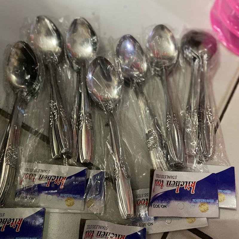 Sendok makan isi 24 biji bahan stnlis tebal anti karat Kitchenware 4