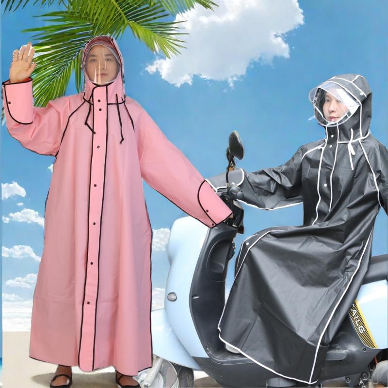 Ao mưa đi xe máy 1 người trùm toàn thân bộ nam cho nữ người lớn trong suốt dễ thương cao cấp chống nước eva raincoats măng tô nữ