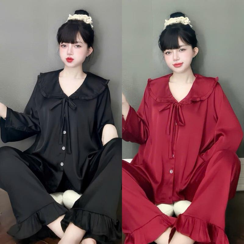  Bộ tay lỡ lụa latin thiết kế trơn đơn giản  đồ bộ tay lững mặc nhà thoải mái  pijama nữ lụa mịn mát  size dưới 60kg  đồ bộ pizama tay lững  đồ bộ nữ cao cấp  áo ngủ  bộ ngủ 