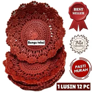 12PCS PIRING ROTAN BUNGA, MAWAR TEBEL , BUNGA JUMBO  PLASTIK TEBAL VIRAL TEBEL ANTI MLEOT KUAT ANYAM JUAL PER LUSIN | 12 PCS KUAT KOKOH