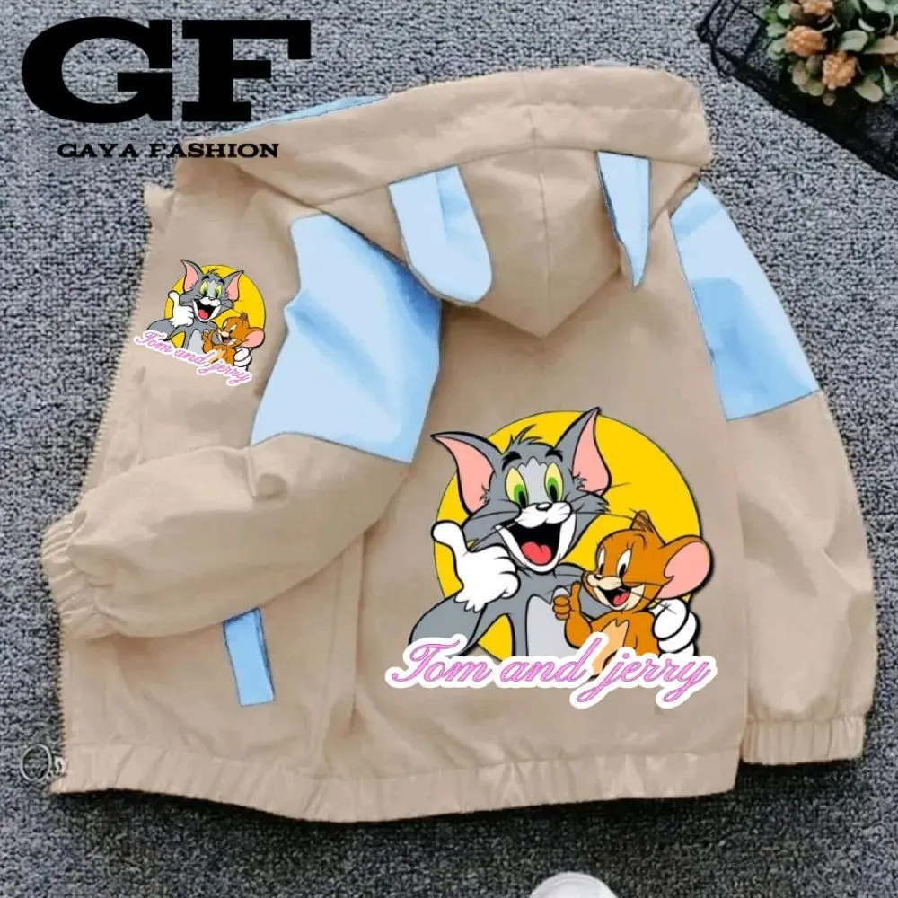 jaket anak kombinasi motif gambar Tom and Jerry cocok dipakai anak laki-laki maupun perempuan