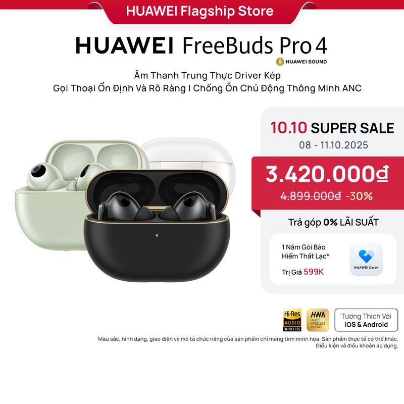 Tai Nghe | HUAWEI Freebuds PRO 4 Âm Thanh Trung Thực Driver Kép | Gọi Thoại Ổn Định Và Rõ Ràng | Chống Ồn Chủ Động Thông Minh ANC