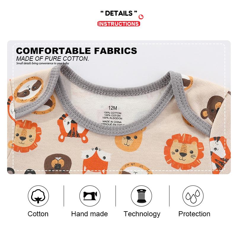 Quần Áo Trẻ Em Kiddiezoom, 4 Mảnh, Bốn Mùa, Unisex, Thiết Kế Hoạt Hình, ngắn Tay, Thích Hợp Cho Em Bé Trai Và Bé Gái, Áo Liền Quần, Dễ Thương, 100% Bông, Quần Áo Sơ Sinh 7