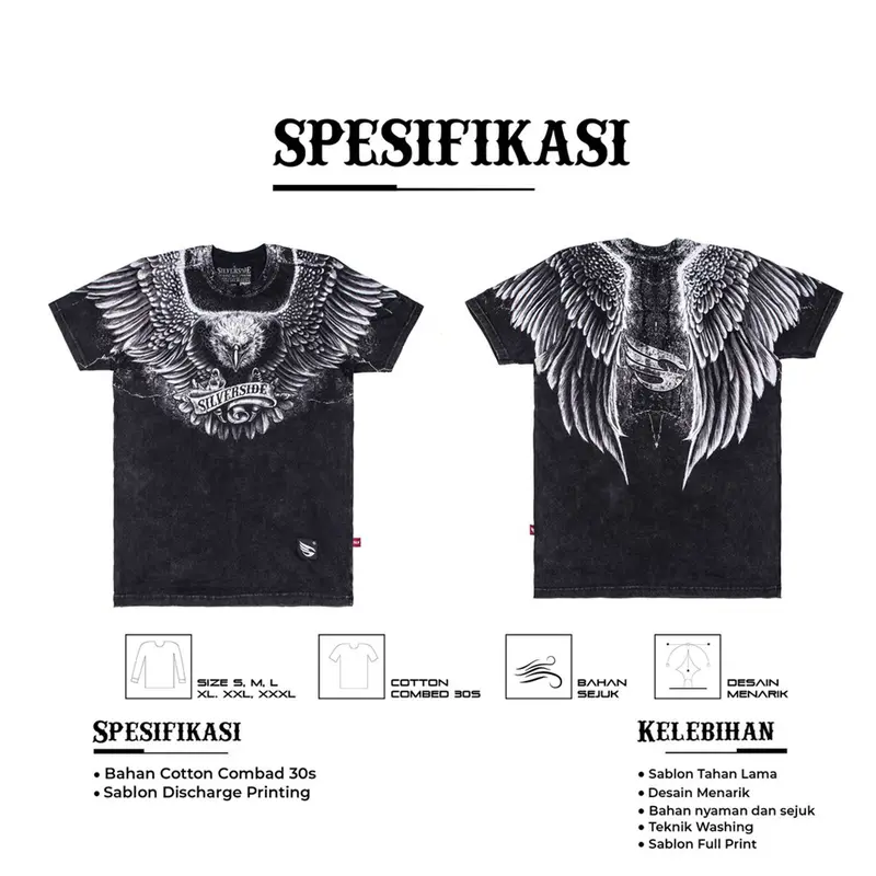 SILVERSIDE Falcon T-shirt / Kaos Distro Cowok/Baju Distro Cowok High Standar Vintage Casual Pria Katun 5