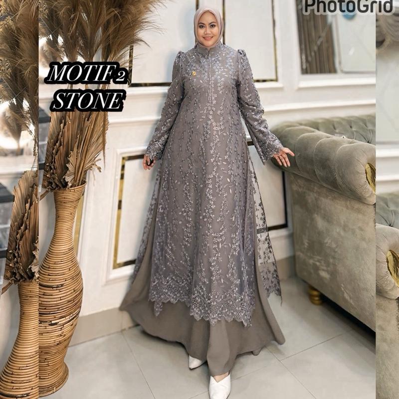 Queenasyari - Jasmine Dress (Hanya Gamis) Jumbo  Bahan Soft Twill Marbella mix Brukat Gamis Wanita Muslim  Lembut Maxi Panjang Mewah Pesta Kondangan Lebaran Trend 2026  Nyaman
