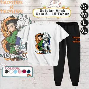 Setelan Anak Laki Laki HUNTERX  | Baju Stelan Anak Perempuan Celana Panjang & Pendek Model Terbaru 5 - 15 tahun Motif Fashion