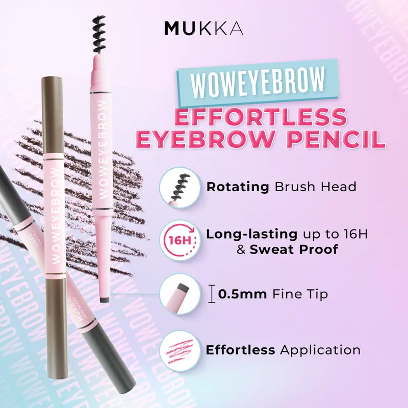 Mukka Woweyebrow - Pensil Alis Mekanik dengan Ujung Pensil Pipih 0.5 mm | Mudah digunakan - 0.17 gr 1