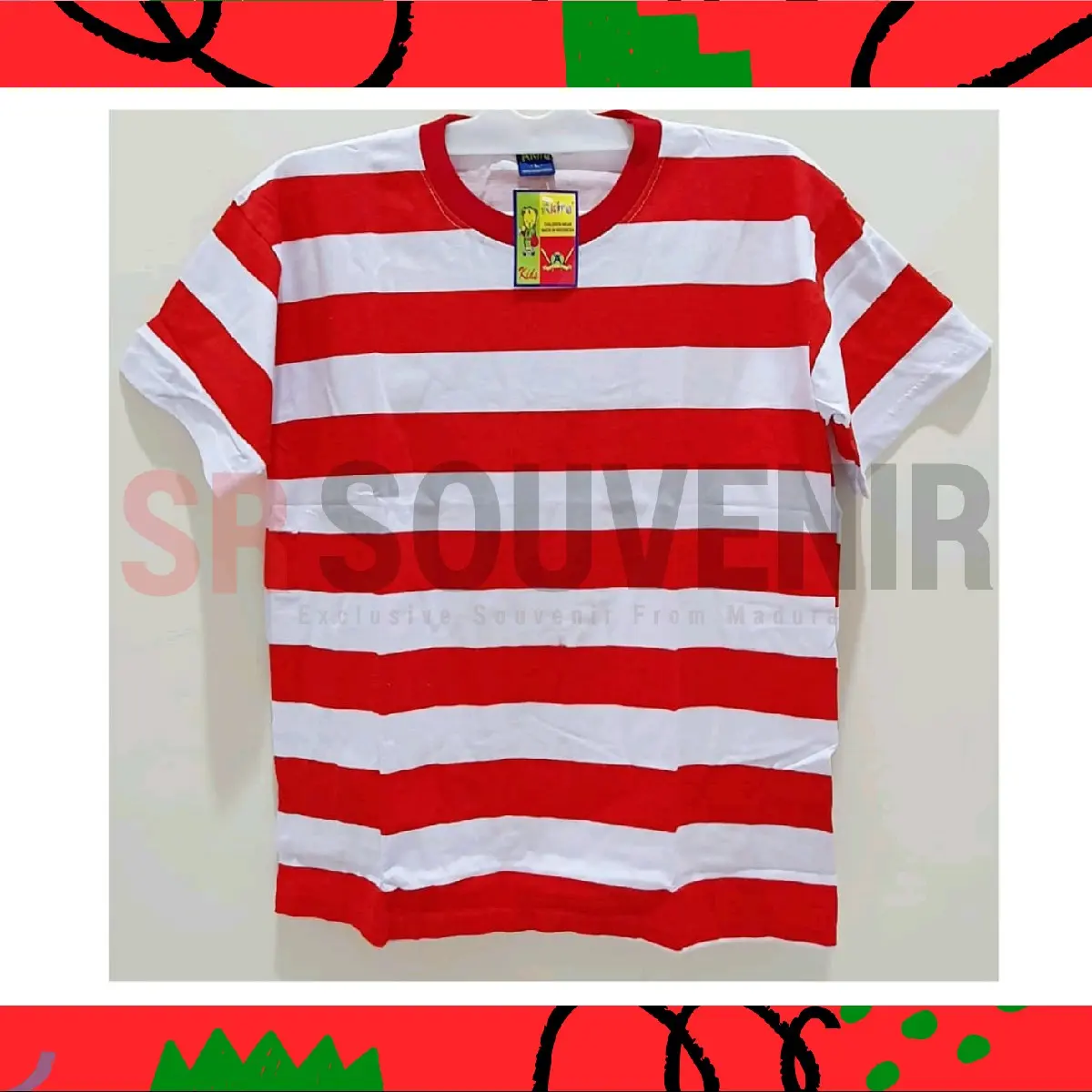 Kaos Katun Merah Putih | Salur | Lorek Dewasa Nyaman Garis Motif Polos