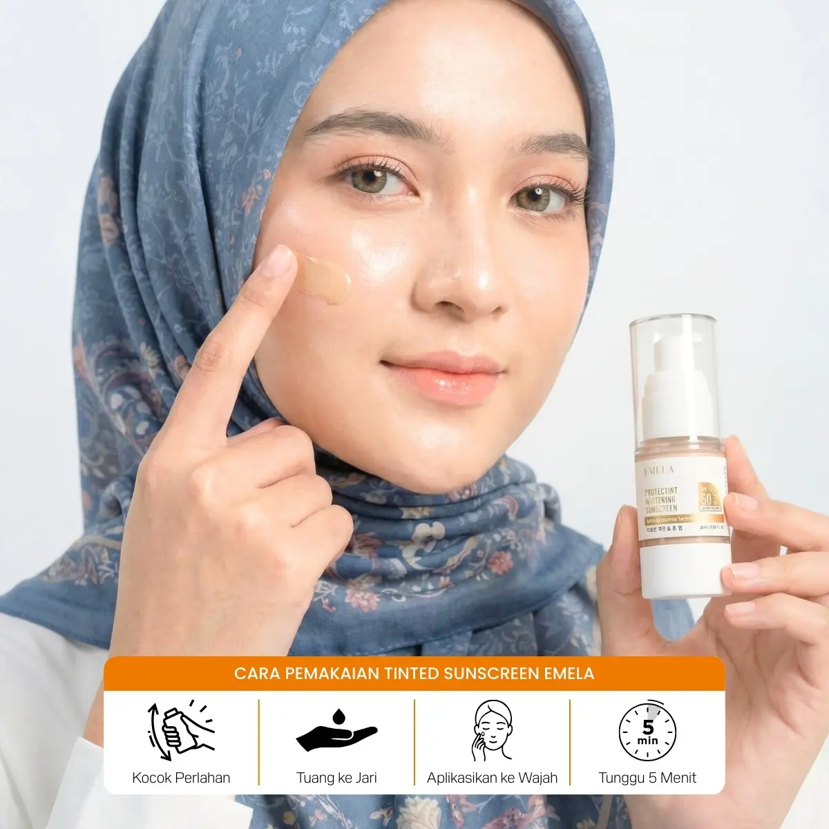 EMELA Protectint Whitening Tinted Sunscreen SPF 50 PA++++ BPOM HALAL 3in1 Hybrid Sunscreen UV Protection, Skincare, Makeup Atasi Kusam Flek Hitam Warna Kulit Tidak Merata