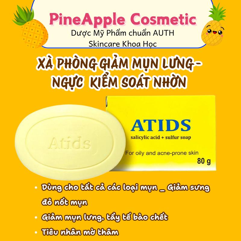 Chính hãng _ ATIDS 80g Xà Phòng Tắm Giảm Mụn Lưng Ngực Giúp cải thiện tiết dầu thừa trên da