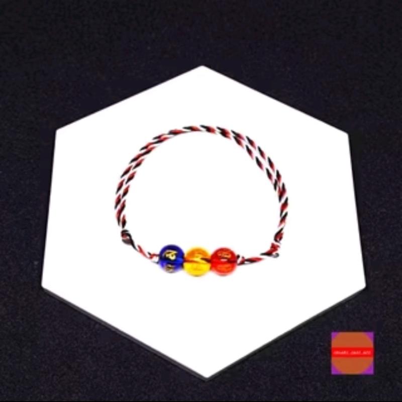 Gekang tridatu tiga batu mantra tibet Elegan Gelang Tali Bracelets Biru Kuning Benang 6