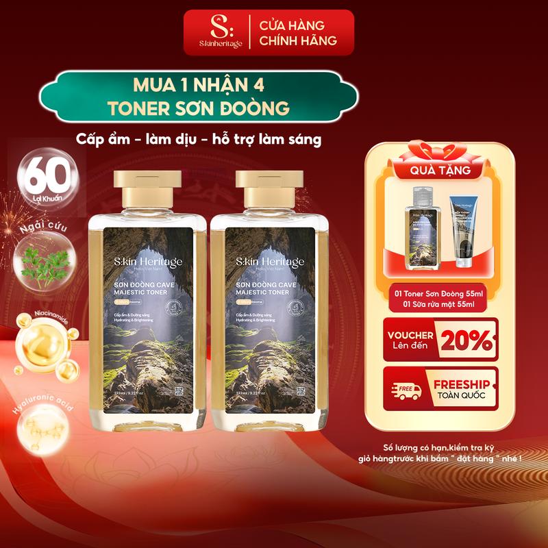  COMBO 2 Toner Sơn Đoòng Dưỡng Ẩm Da Làm Dịu Và Cân Bằng Độ Ẩm Cho Da Dầu Mụn SKIN HERITAGE Cung Cấp Đến 60 Lợi Khuẩn 273ml x 2 