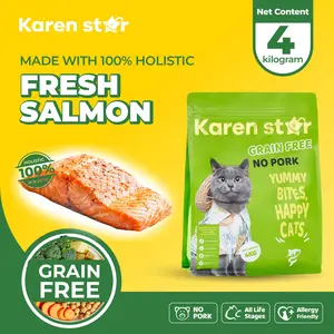 KAREN'S STAR Makanan Kucing Holistic Premium Kering Rasa Salmon 4kg Protein Asli 90% Grain Free HIPOALERGENIK