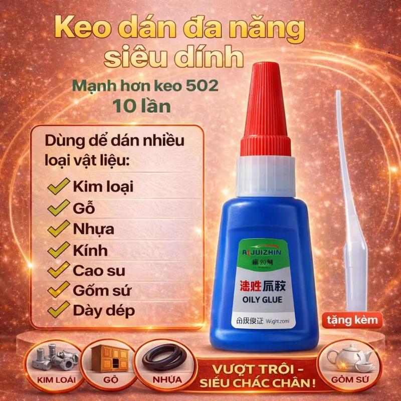 Combo 5 Chai Keo Dán Siêu Dính OILY GLUE-Keo Dan Đa Năng Mọi Vật Liệu…