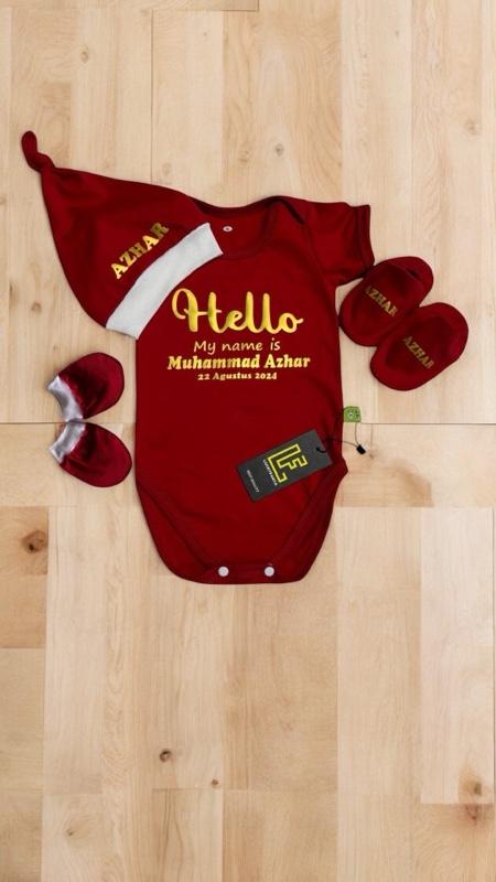 Jumper Custom 1 Set Baju,Sepatu,Topi atau bando,Sarung Tangan Bahan Katun/Baju Bayi/Bodysuit Bayi