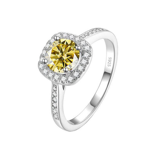 Product Introduction of 【#98】925 Sterling Silver Round Square Moissanite Ring 8