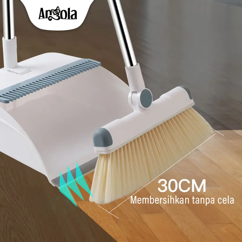 ANGOLA Satu Set Sapu Pengki Pembersih D63 Broom Set Dustpan Sapu Lipat Kombinasi Pengki Sapu Lantai 3