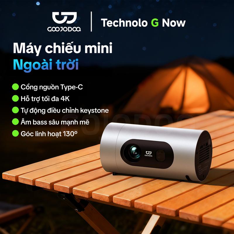 Máy chiếu mini ngoài trời, cổng nguồn Type-C, hỗ trợ tối đa 4K, tự động điều…