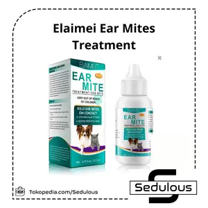 Elaimei Ear Mites Treatment 22mL - Minyak Pembersih Laluan Telinga Anjing & Kucing - Perlindungan Seharian - Aman & Efektif - Sedulous