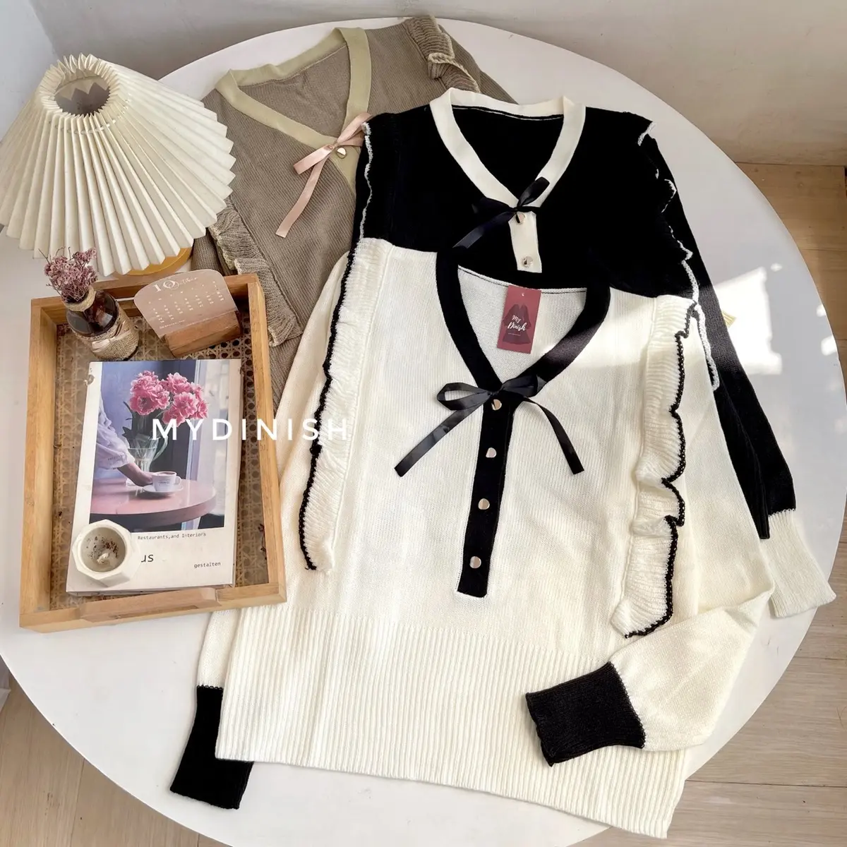 Yure Crinkle Blouse - Atasan Blouse Wanita Motif Rajut Korean Style Top
