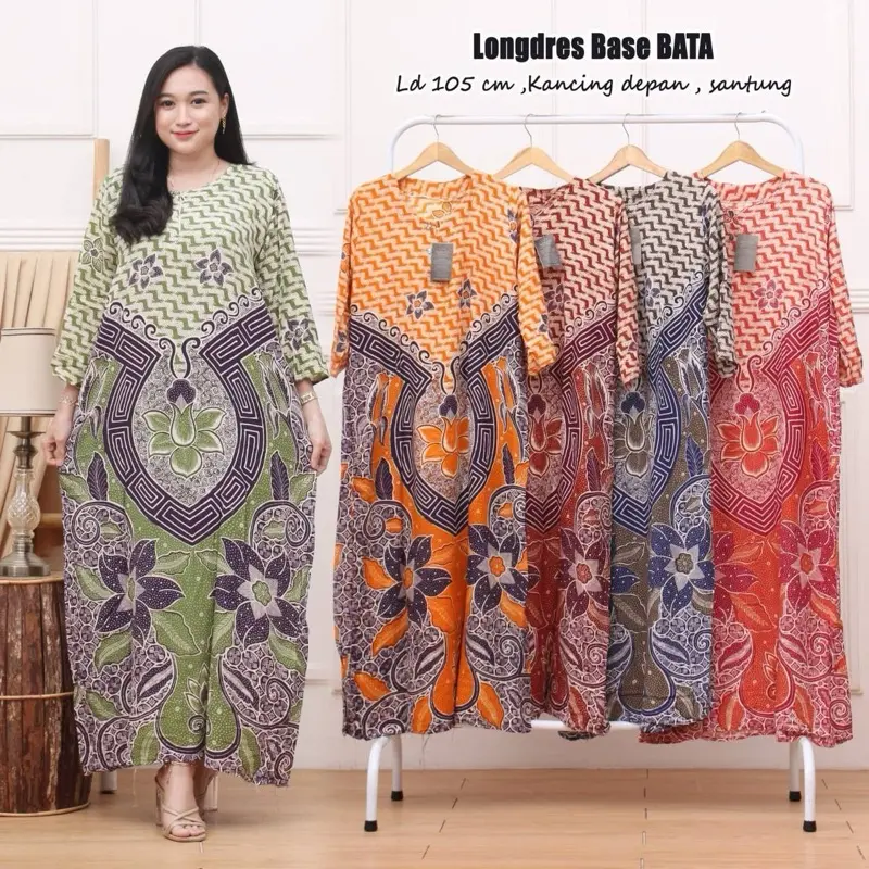 LONGDRESS BASE BATIK ETNIK 100RB/3 PCS BUSUI FRIENDLY RAYON 8
