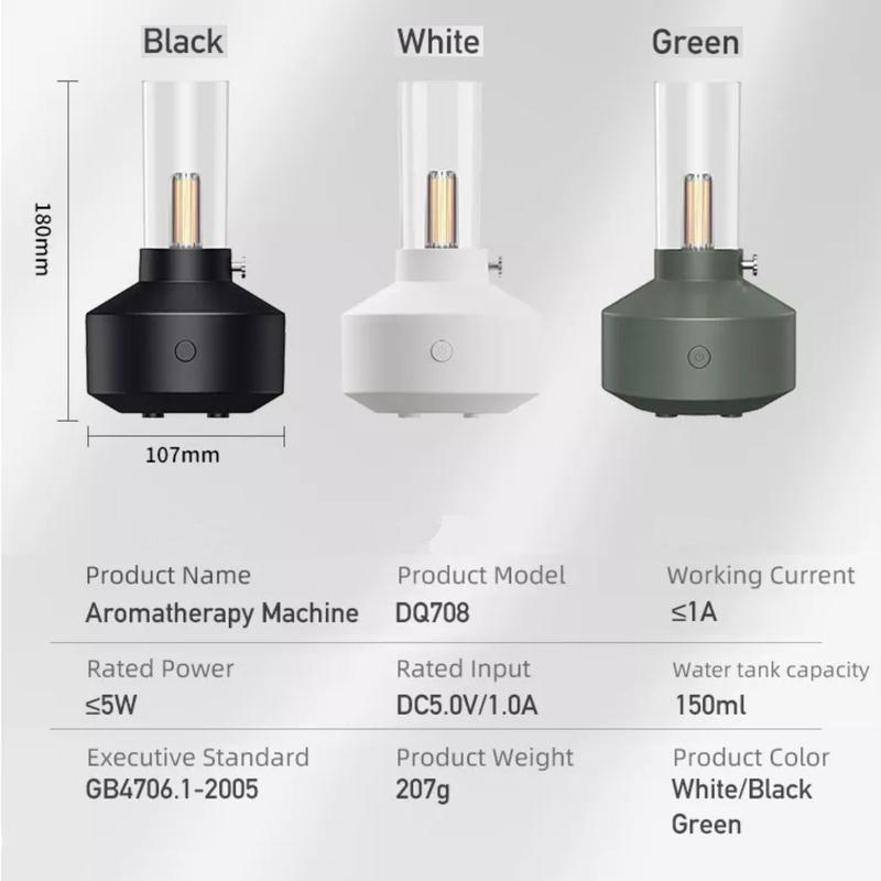 Retro Diffuser Humidifier | 2-Stage Nightlight | Therapeutic Candlelight Mood Enhancer | Essential Oil 4