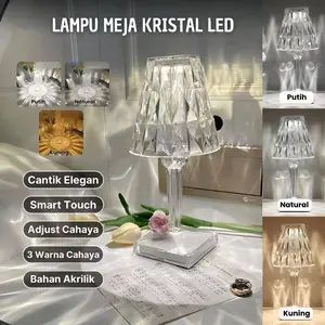 Pplus  LAMPU MEJA CRISTAL USB  LAMPU SENSOR SENTUH / DEKORASI LAMPU MEJA CRYSTAL LAMP /Lampu Kamar Aesthetic / Lampu Malam LED / Lampu Tidur Aesthetic kristal