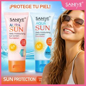 SANIYE Protector Solar Aura Sun y Aqua Sun con UVA/UVB Protección Diaria Hidratante para Piel，Resistente al agua y al sudor.，Suave y no irritante.