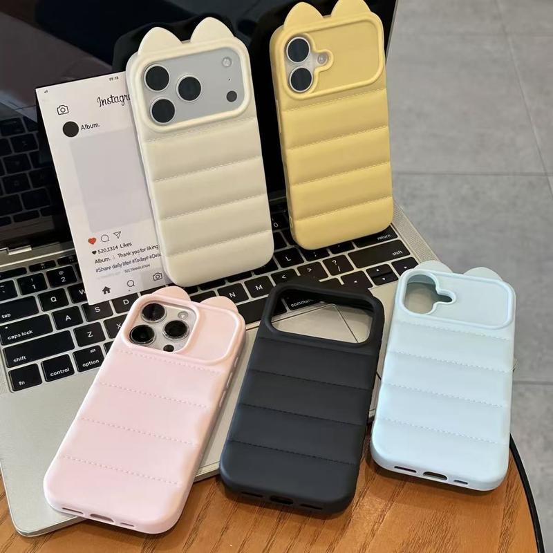 Họa tiết tai mèo 3D có đệm khí mềm - Ốp lưng iPhone 16/17 Pro Max/15 Pro Max/14/13/12/11/X/XS Max chống sốc tối ưu