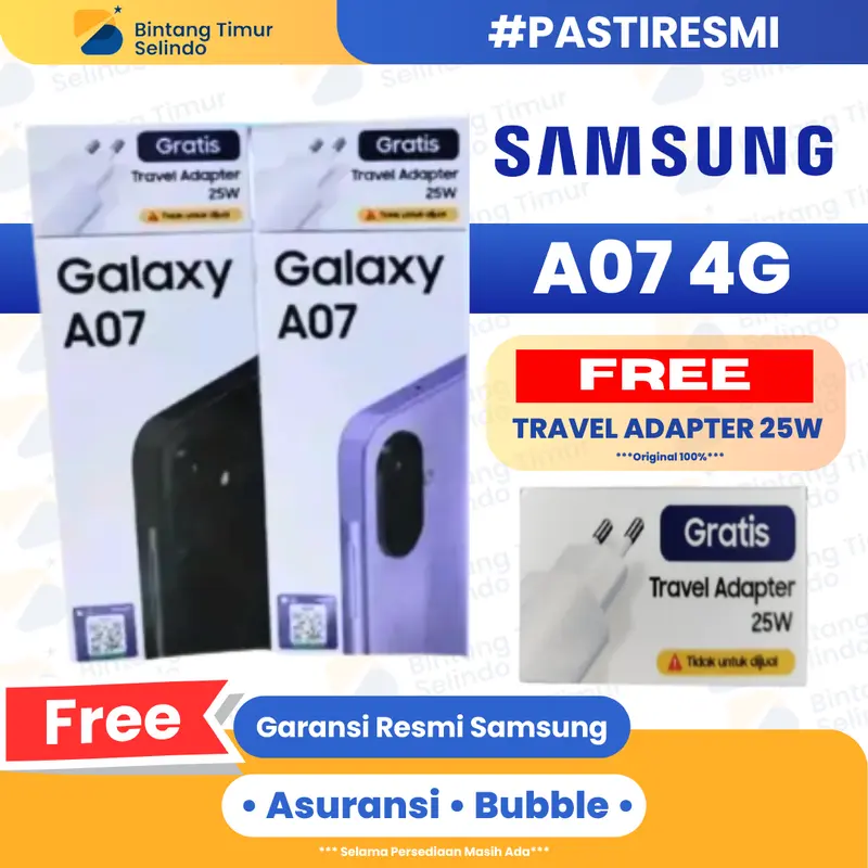 Samsung Galaxy A07 4/64GB 4/128GB | Mediatek Helio G99 | Camera 50MP | 5000mAh - Garansi resmi