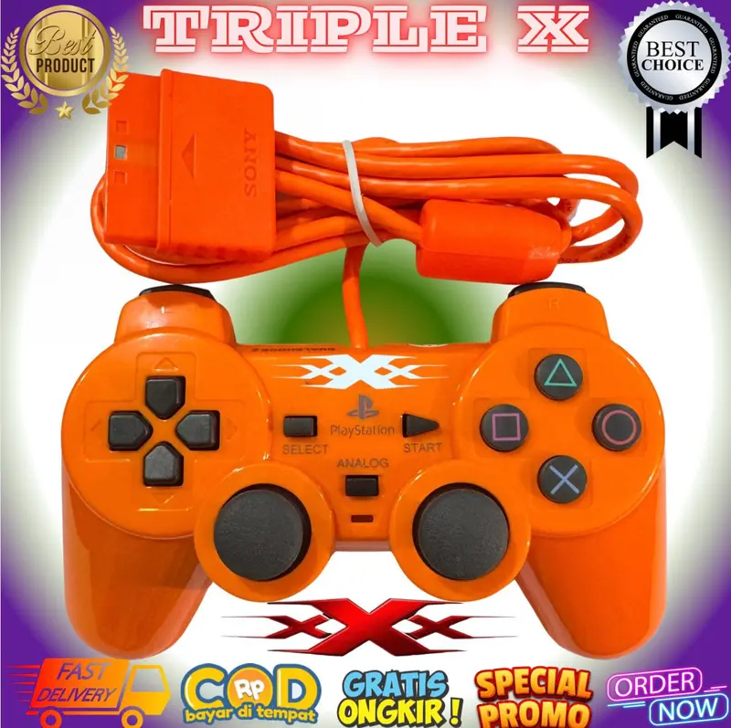 [XXX] Joystick Gamepad Stik PS 2  Warna Stabilo 1.8m Kabel serat 6