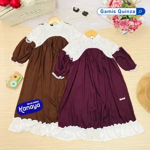GAMIS QUINZA by MYBEE LONG DRESS ANAK PEREMPUAN BAHAN KATUN RAYON BROKAT 1-7 TAHUN