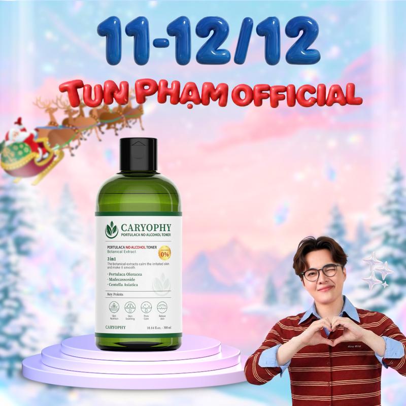   Tun Phạm x minie  Caryophy Portulaca No Alcohol Toner 300ml - Nước Cân Bằng Da Dầu Mụn Giảm Thâm Dưỡng Ẩm Từ Thiên Nhiên 