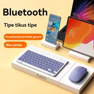Set Mouse Keyboard 10 Inci  Keyboard Bluetooth Nirkabel 10 Inci 3 In 1 Set Mouse Keyboard Bluetooth Nirkabel Tablet PC Portabel Ringan IOS Android Red Button Computer Smart