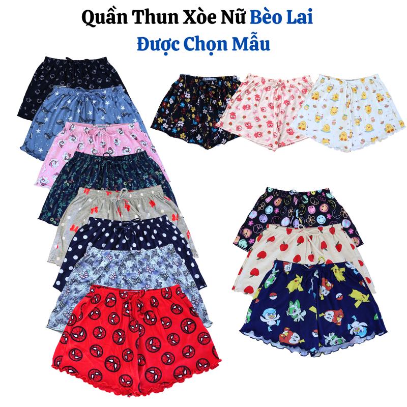 Quần Short Nữ Thun Cotton Lai bèo Lưng Cao Chọn Mẫu Mặc Nhà Cá Tính Top Áo Women Quần Ngủ