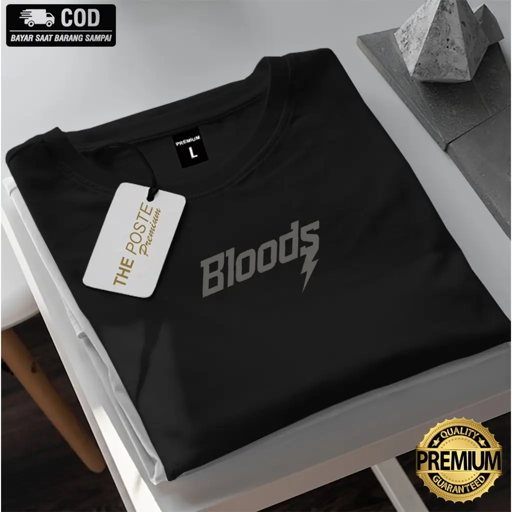 Baju Kaos Distro Bloods Silver Print | Kaos Pria Wanita Cowok Keren Branded Kekinian Tshirt Pria Wanita Premium