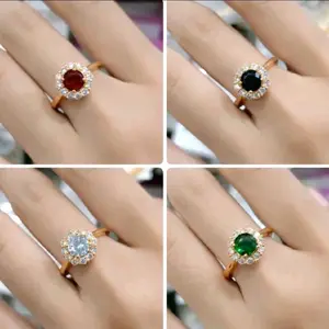 Cincin viral Permata Giok Warna Perhiasan Wanita