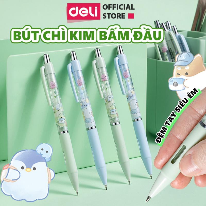  Bút chì kim bấm Deli ngòi 0.5mm-0.7mm - Bút chì bấm học sinh HB thiết kế dễ thương chì đậm rõ nét cao cấp học sinh sinh viên văn phòng 