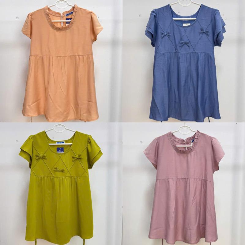 45-75kg Áo bầu cổ xếp ly trẻ trung năng động cho các chị em Váy Bầu Đầm Bầu ảnh thật do shop tự chụp