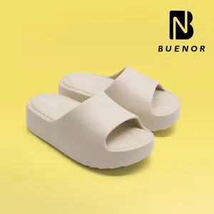 Buenor Best Seller - Sandal Selop Elegan Wanita Polos Warna Cream Bahan Empuk Karet Shoes Sendal Nyaman untuk Harian sandal  baim  wanita  tinggi
