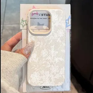 IMPORT White Lace Pattern Lace Floral Elegant Romantic Phone Case For iPhone 17 Air 11 13 14 12 15 16 Pro Max XS XR 7 8 Plus 16E Cover
