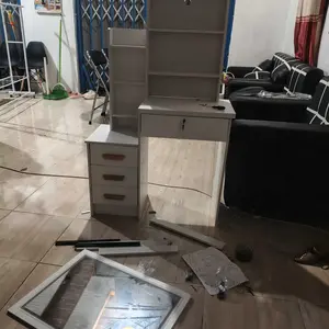 Homedoki Meja Rias Putih Lampu LED / Kaca Sliding Minimalis / Meja Kosmetik / Meja Make Up Minimalis Furniture