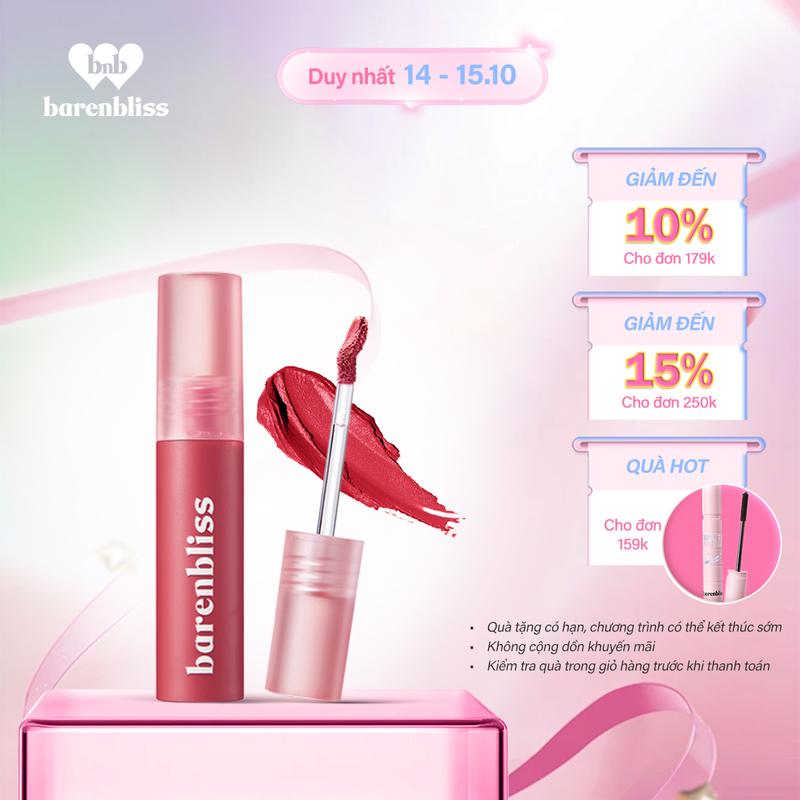 Son kem lì barenbliss Cherry Lip Velvet thuần chay chất mịn không khô môi mềm bền màu 24h 2.5g